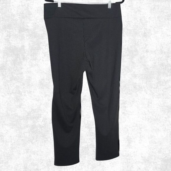 Hope & Harlow Black Houndstooth Stretch Pants L Pull-On Slim Leg Office Goth Alt - Picture 3 of 5